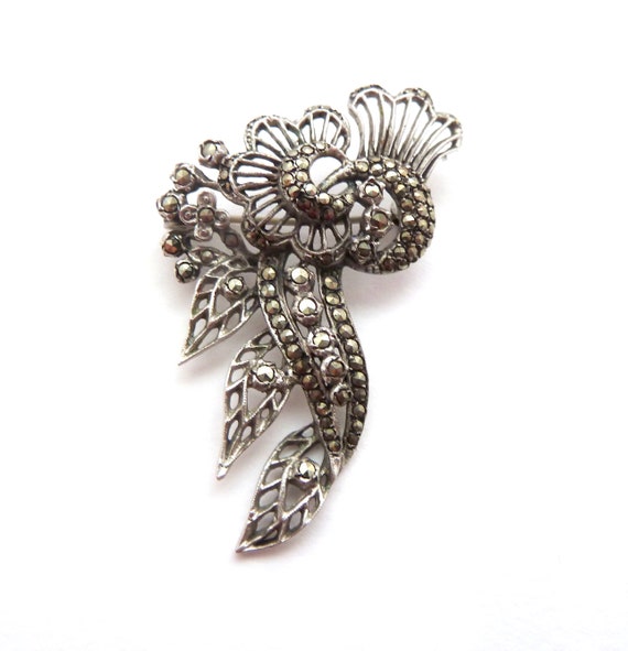 Vintage Brooch, Large Continental Silver And Marca