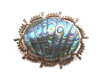 Broche Vintage Années 80 En Résine Et Opale - Pièce De Créateur, Occasion