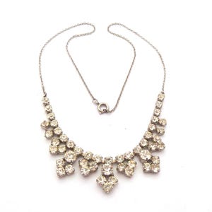 Vintage Rhinestone Set Ornate Geometric Drop Design Short Length Necklace, 50s Jewellery