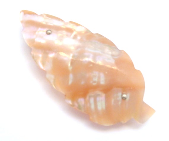 Antique Large Hand Carved Mother Of Pearl Shell L… - image 3