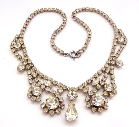 Vintage Necklace, Ornate Crystal Rhinestone Set A… - image 2
