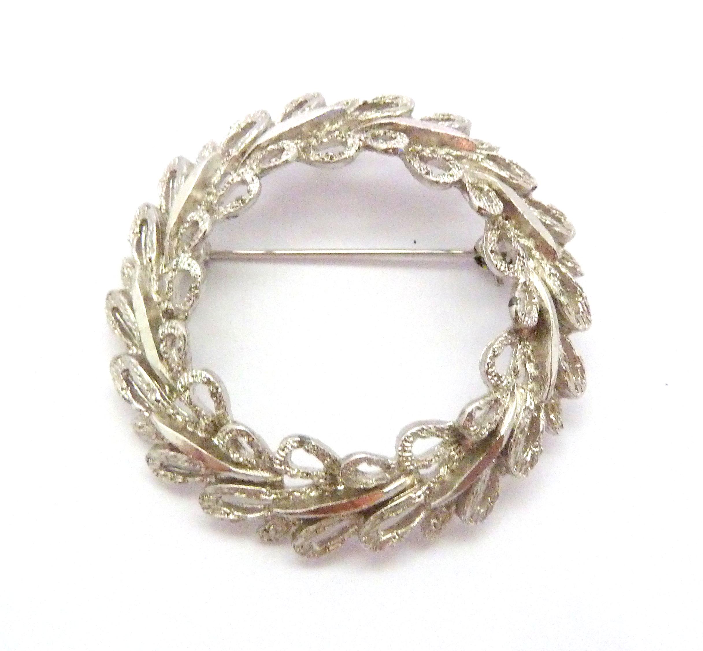 Broche Vintage Signée GERRY - Couronne Feuillage En Relief Couleur Or, Bijou Fantaisie Pour Femme