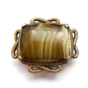 Vintage Celtic Brooch, Faux Agate Art Glass Set Scottish Celtic Style Pin By Miracle, 60s Jewellery.