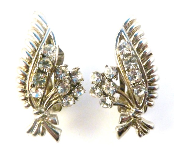Vintage Gold Flower Citrine Earring Studs Leaves Branch Clip On Climbing Clip On Earrings Crawler Clip On Earrings Wedding Bride