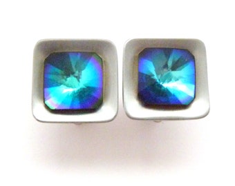 Boutons De Manchette Vintage Psychédéliques Années 70 - Strass Sur Métal Doré, Unisexe