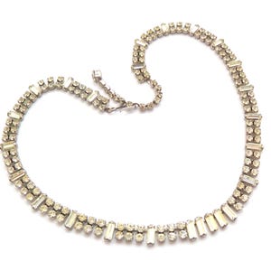 Vintage Rhinestone Set Geometric Collar Design Adjustable Length Choker Necklace, 50s 60s Jewellery.