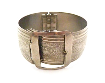 Vintage Sterling Silver Mexico Adjustable Bangle Belt Bracelet - Etsy