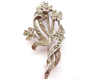 Broche Florale Années 70 – Nacre, Coquillages, Perles Baroques, Métal Blanc, Occasion