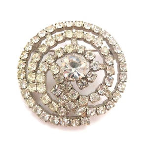 Vintage Brooch Rhinestone Detailed Abstract Spiral  Retro Design Pin, 80s Jewellery