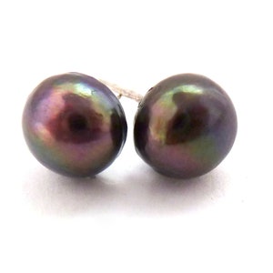 Vintage Small Cultured Peacock Pearl Classic Design Stud Earrings, 90s Jewellery, New Old Stock