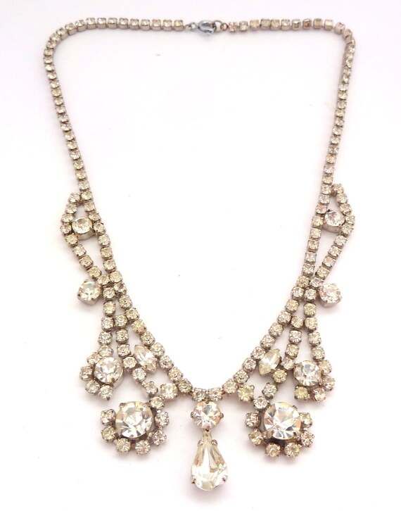 Vintage Necklace, Ornate Crystal Rhinestone Set A… - image 3