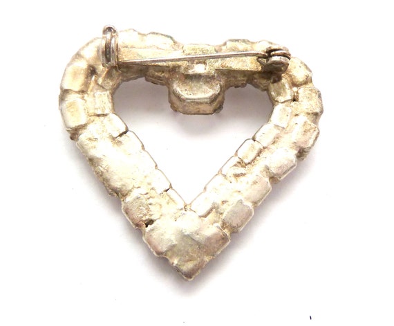 Vintage Brooch, Rhinestone Detailed Heart Shaped … - image 5