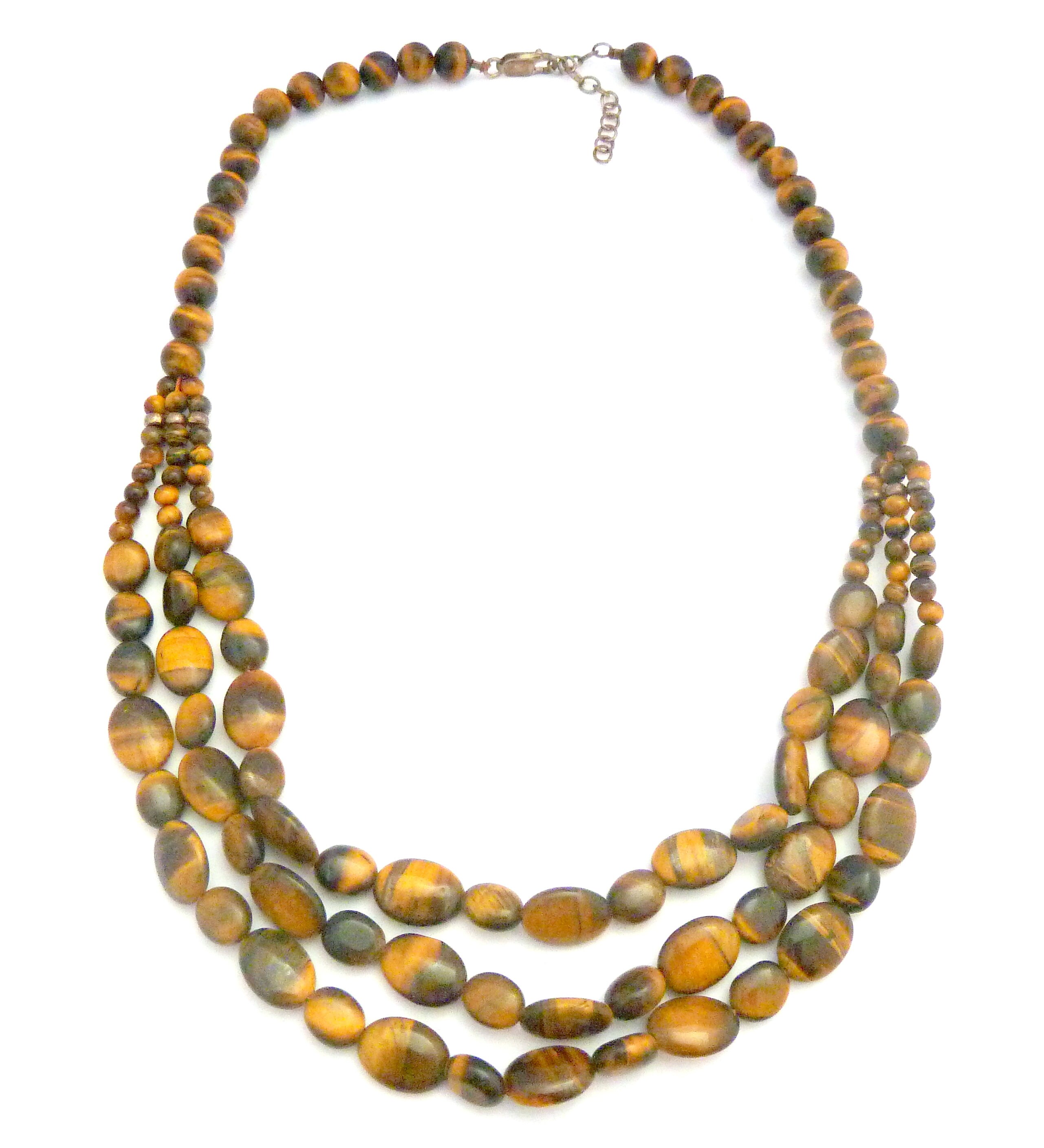 Vintage Necklace, Sterling Silver and Tigers Eye Gemstone