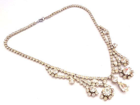 Vintage Necklace, Ornate Crystal Rhinestone Set A… - image 5