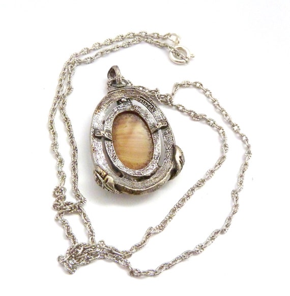 Collier Celtique Vintage Années 70 - Chaîne 38 Cm Avec Pendentif 50x50 Mm - Métal Et Pâte De Verre