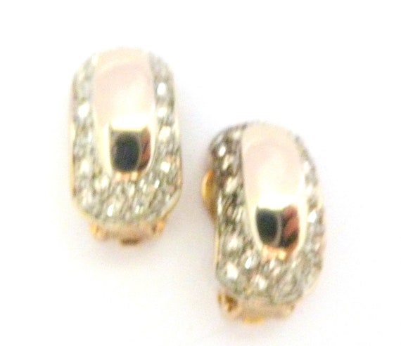 Vintage Dainty Rhinestone Studded Half Hoop Clip O