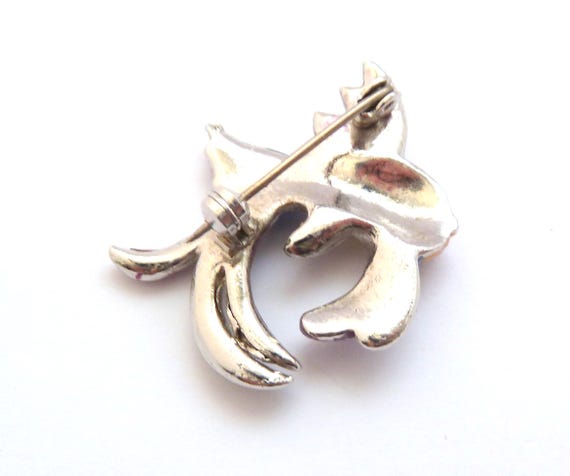 Petite Broche Ancienne En Argent émaillé - Occasion, Détails Vintage - Bijou Féminin