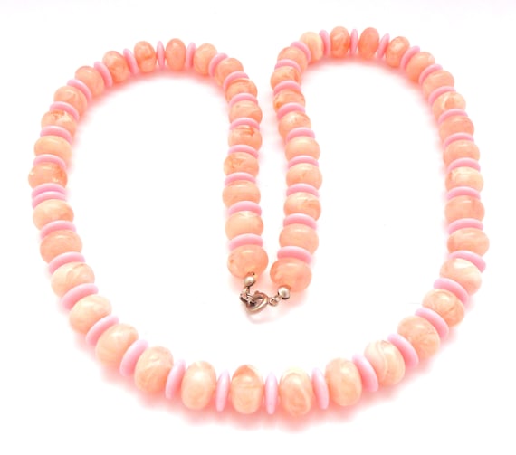 Vintage Pink Lucite Necklace Bracelet Set Chunky Marbled 1950s Vintage Pink Lucite Necklace Bracelet Set Chunky Marbled  main image 2