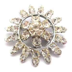 Vintage Large Atomic Flower Design Rhinestone Set Brooch, 50s Jewellery.