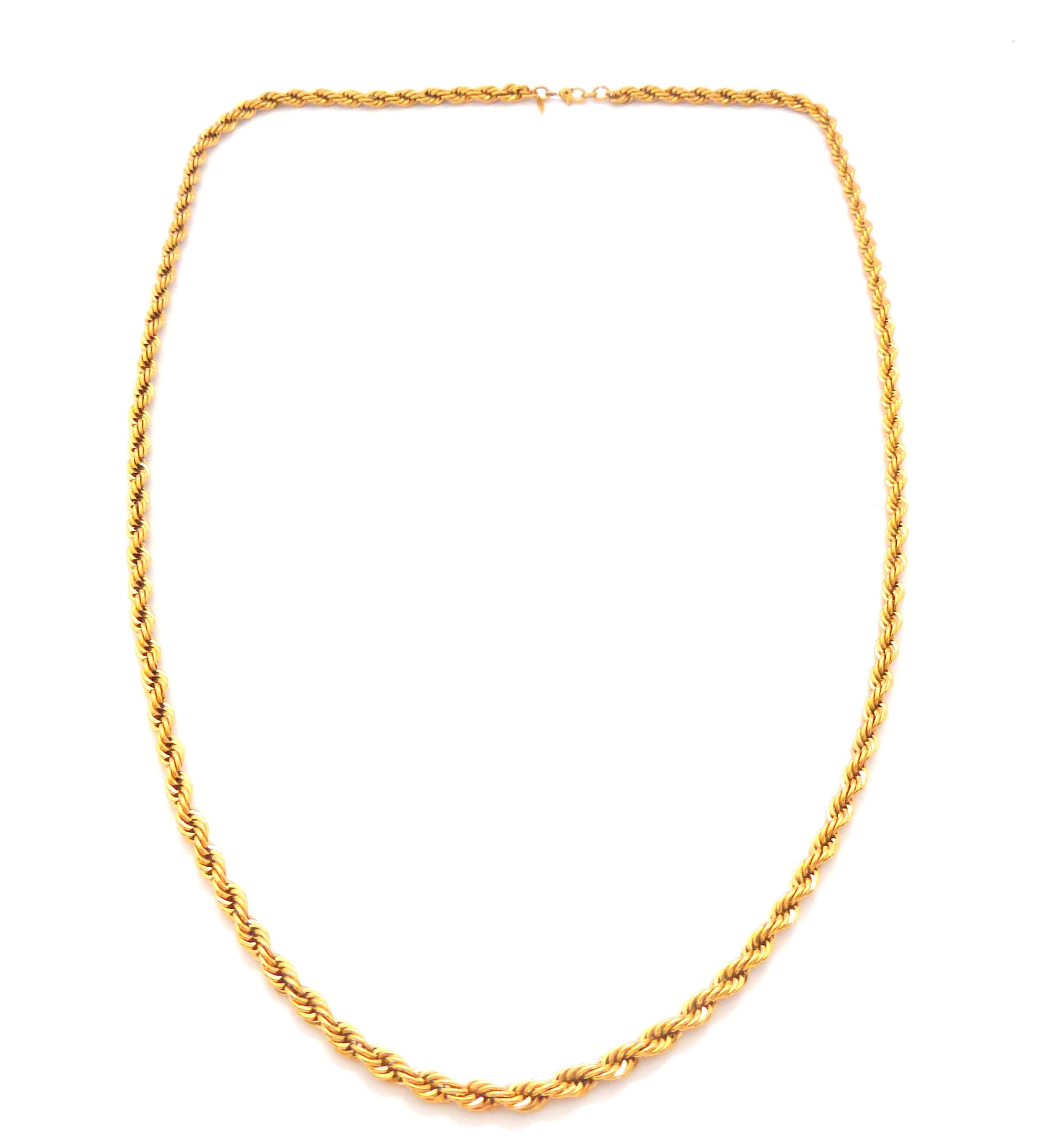 Vintage Monet Gold Plated Heavy Rope Chain Opera Length Necklace 
