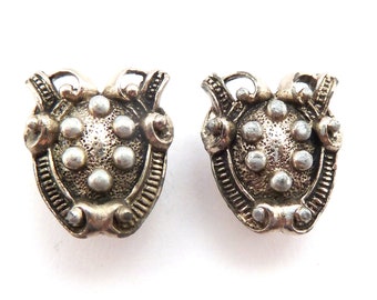 Vintage Earrings Heraldic Shield Design Retro Clip Ons By Jewelcraft, 50s Jewellery.