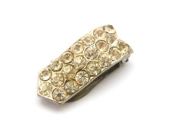 Vintage Small Rhinestone Set Art Deco Era Geometric Design Dress Clip, 30s 40s Jewellery