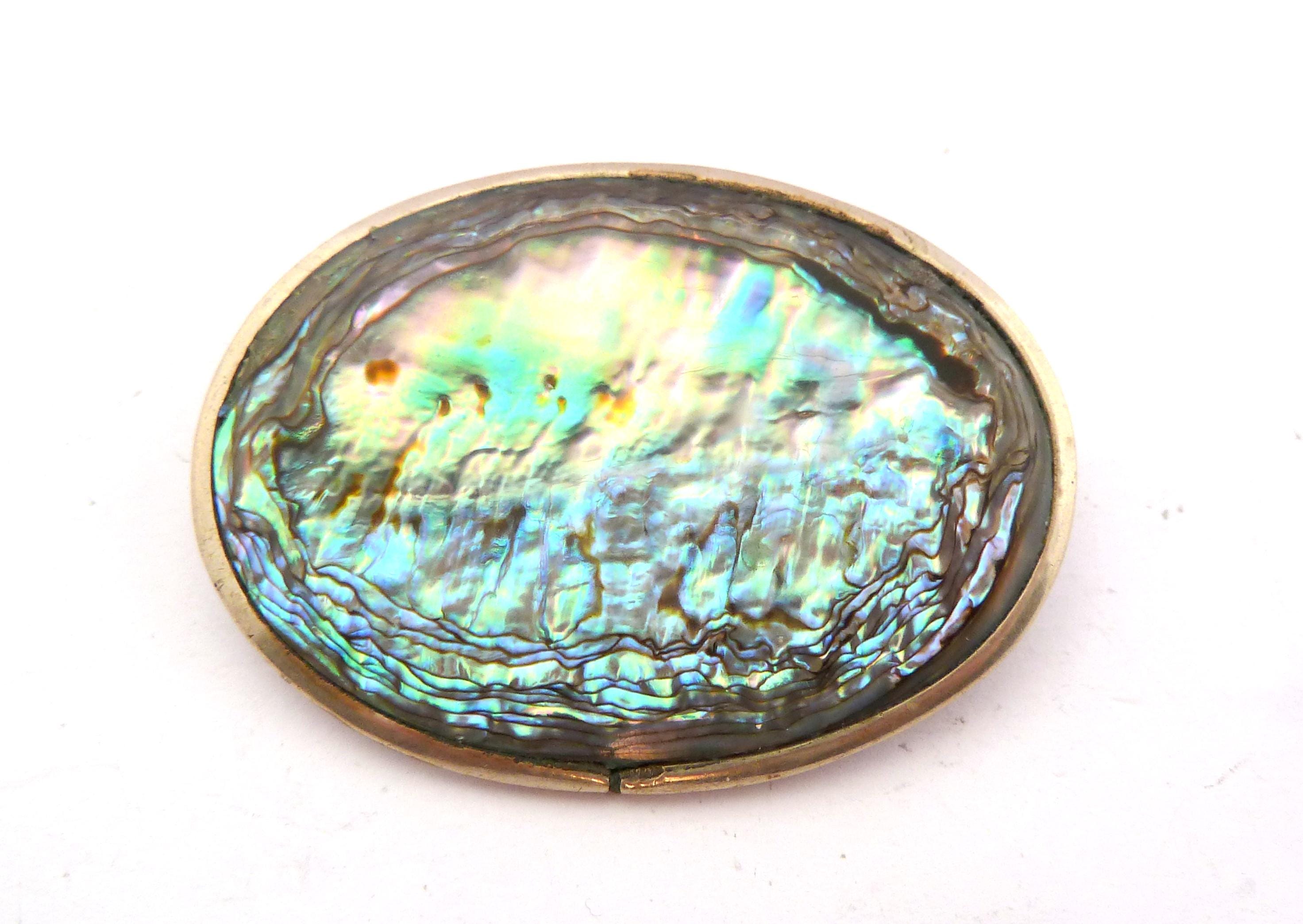 Danny Au Mexico Argent Sterling Et Coquille D'Ormeau Géométrique Broche