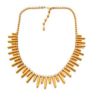 Vintage Cleopatra Style Rhinestone And Bar Spoke Design Egyptian Revival Adjustable Length Short Necklace, 80s 90s Jewellery.