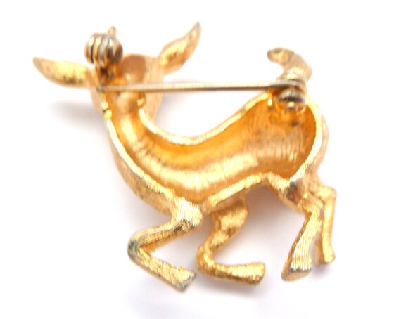 Vintage Brooch, Rhinestone Detailed Female Deer D… - image 5