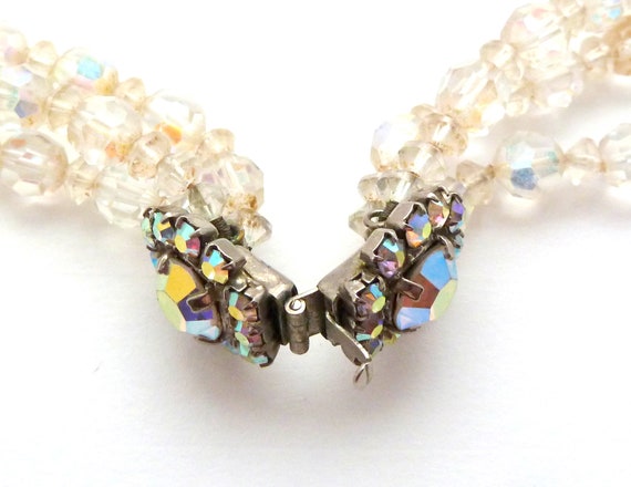 Vintage Necklace Triple Stranded Aurora Borealis … - image 5