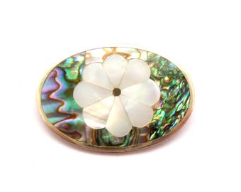 Vintage Mother of Pearl & Abalone Shell Barrette Mexico  display picture 2
