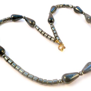 Vintage Necklace, Hematite Bead Necklace