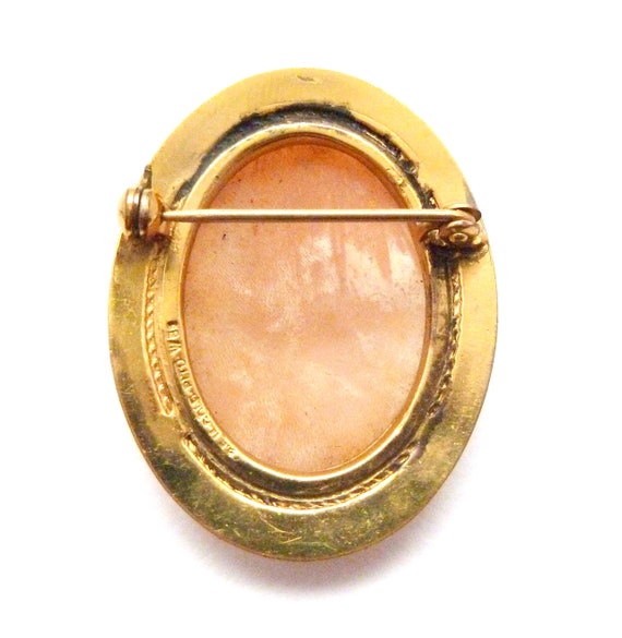 Vintage Brooch, Large Gold Plated Lady Design Cam… - image 5