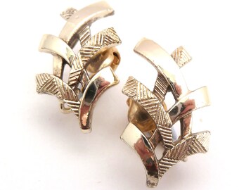 Vintage Abstract Leaf Style Climbing Design Clip On Earrings By Jewelcraft, 60s 70sJewellery