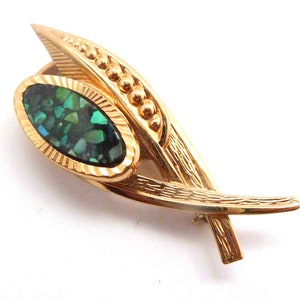 Vintage Brooch, Opal Chip Detailed Modernist Floral Style Pin, 70s 80s Jewellery