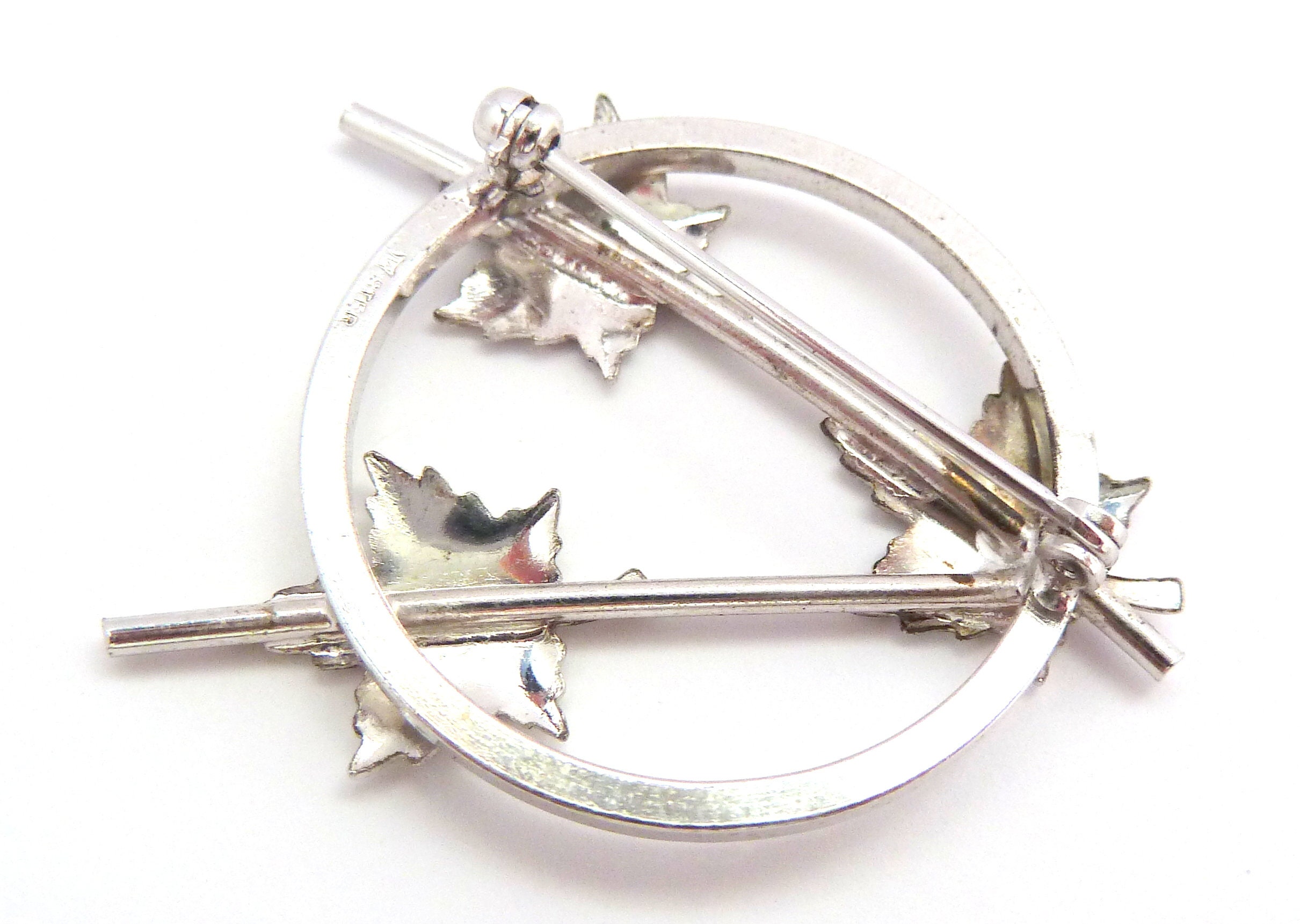 Broche Moderniste Argentée Unique - Bijou Vintage De Créateur, Occasion En état Impeccable
