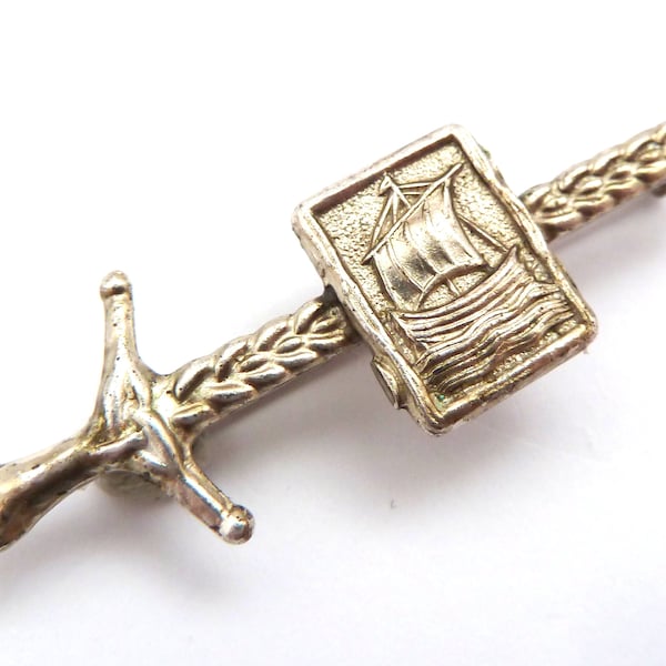 Vintage Scottish Style Sword And Ship Brooch By WBS Ward Brothers, 50s Jewellery