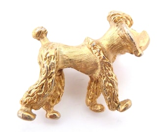 Broche vintage con diseño peculiar de caniche, joyería de los años 60 y 70