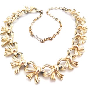 Vintage Necklace Abstract Bow Design Adjustable Length Choker, 50s 60s Jewellery