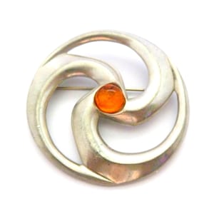 Vintage Large Pewter Celtic Spiral New Wave Design Brooch By St.Justin, 90&#39;s Jewellery