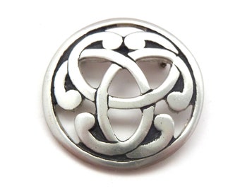 Vintage Pewter Celtic Knot Work Design Brooch By St.Justin, 90's Jewellery