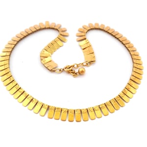 Vintage Andreas Daub Gold Plated Adjustable Length Cleopatra Egyptian Style Fringed Collar Choker Necklace, 70s Jewellery.