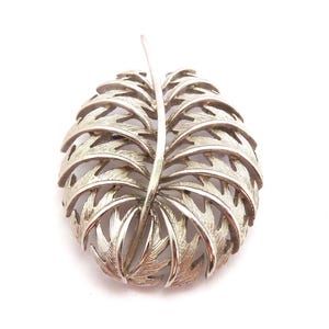 Vintage Large Brutalist Style Abstract Leaf Design Brooch, 70s Jewellery