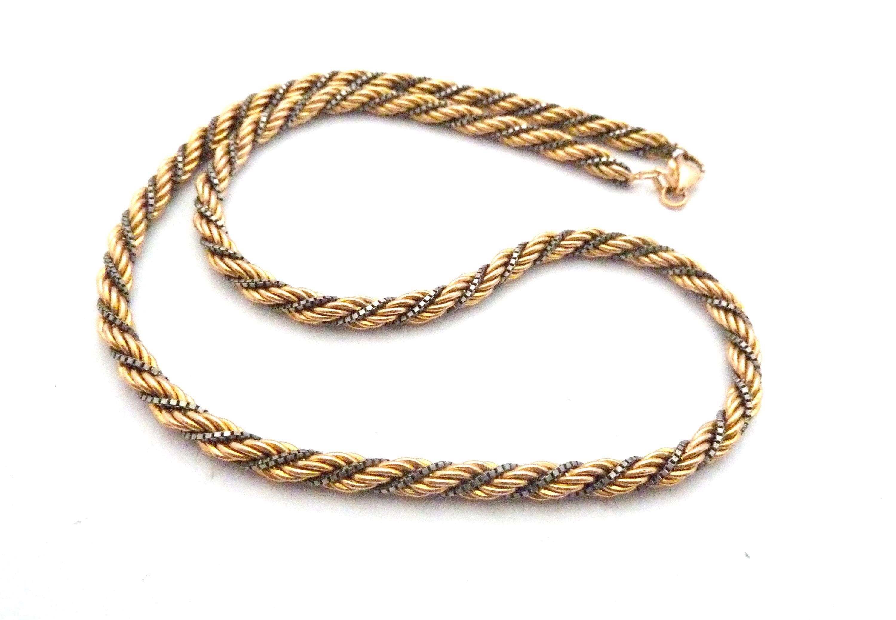 Vintage Cador Twisted Silver and Gold Plated Rope Chain Style