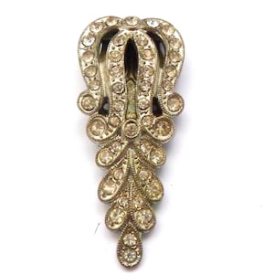 Vintage Czech Rhinestone Set Art Deco Era Abstract Design Dress Clip, 30s Jewellery