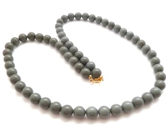 Vintage Grey Beaded Retro Design Matinee Length  Necklace, 80s Jewellery