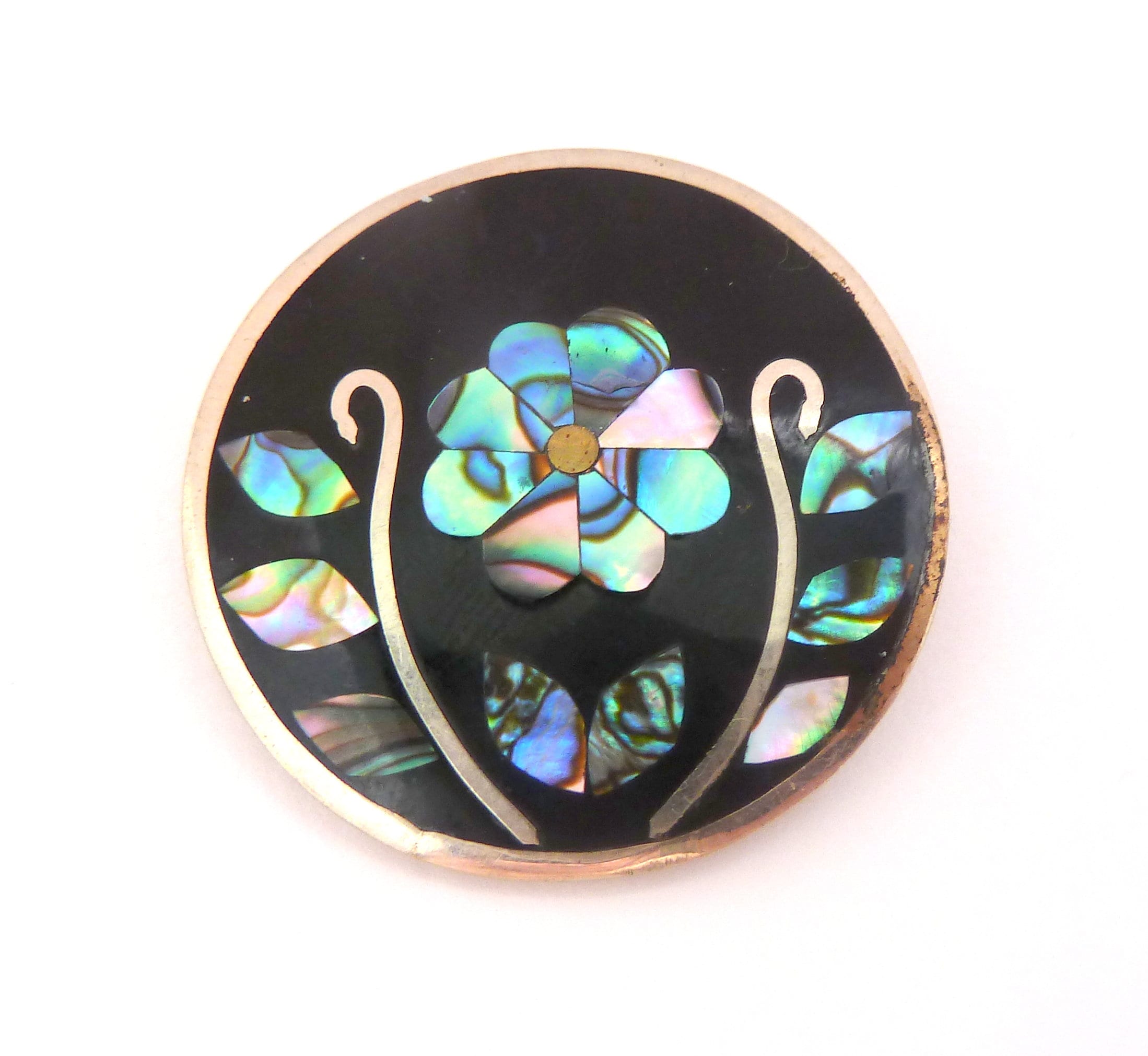 Vintage Alpaca Mexico Silver Abalone Brooch - Etsy