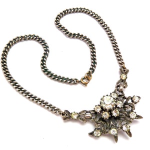 Vintage Necklace Ornate Rhinestone Set Floral Design Statement Choker By Jewelcraft, 50s 60sJewellery