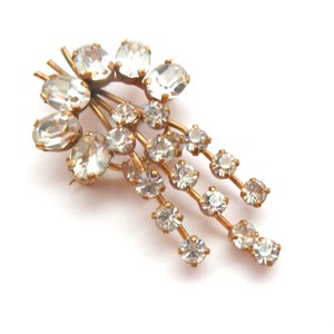 Vintage Rhinestone Set Abstract Modernist Design Brooch, 50s Jewellery