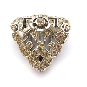 Vintage Ciro Small Rhinestone Set Art Deco Era Geometric Design Dress Clip, 30s 40s Jewellery